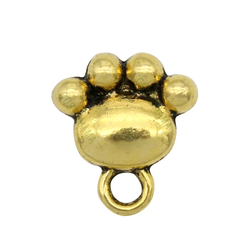 

100pcs-Antique Gold Tone Dog Paw Charms Pendant 14x13mm