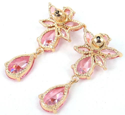 MOODPC Free shipping Gold Color Ladies Luxury Earrings AAA+ Flower Cubic Zircon Stud Earring Top Quality Nickel &amp Lead | Украшения и
