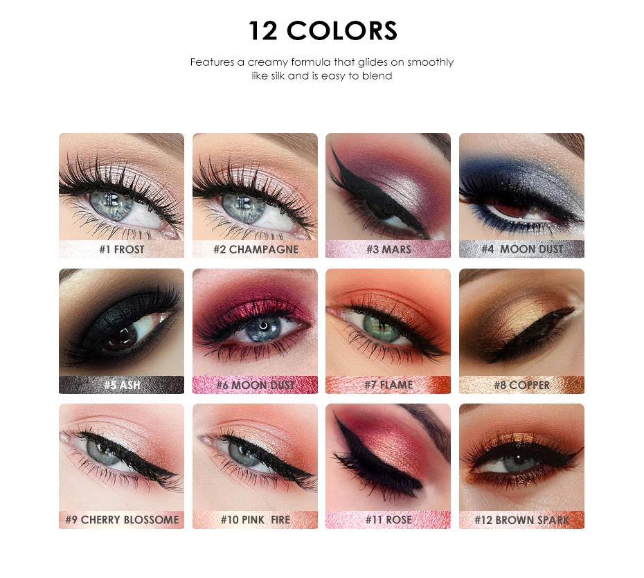FOCALLURE, 12 цветов, тени для век, стикеры, косметика, тени для век, карандаш, хайлайтер, мерцающий макияж, тени для век, подводка для глаз
