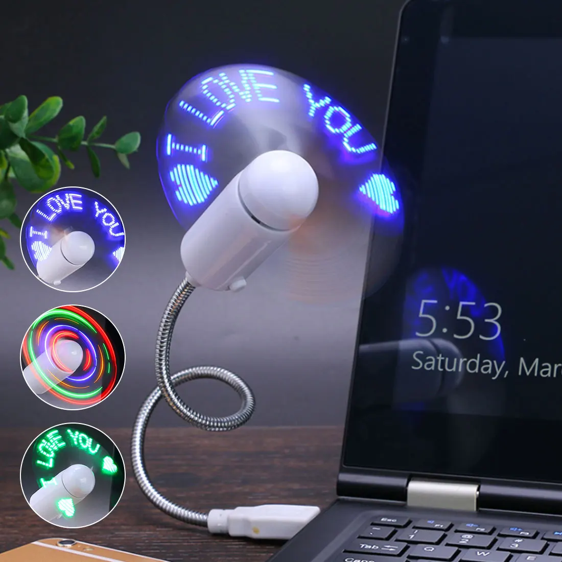 DIY программируемый вентилятор гибкий usb светодиодный USB гаджеты FanLight может перепрограммировать любые текстовые слова рекламные персональные сообщения