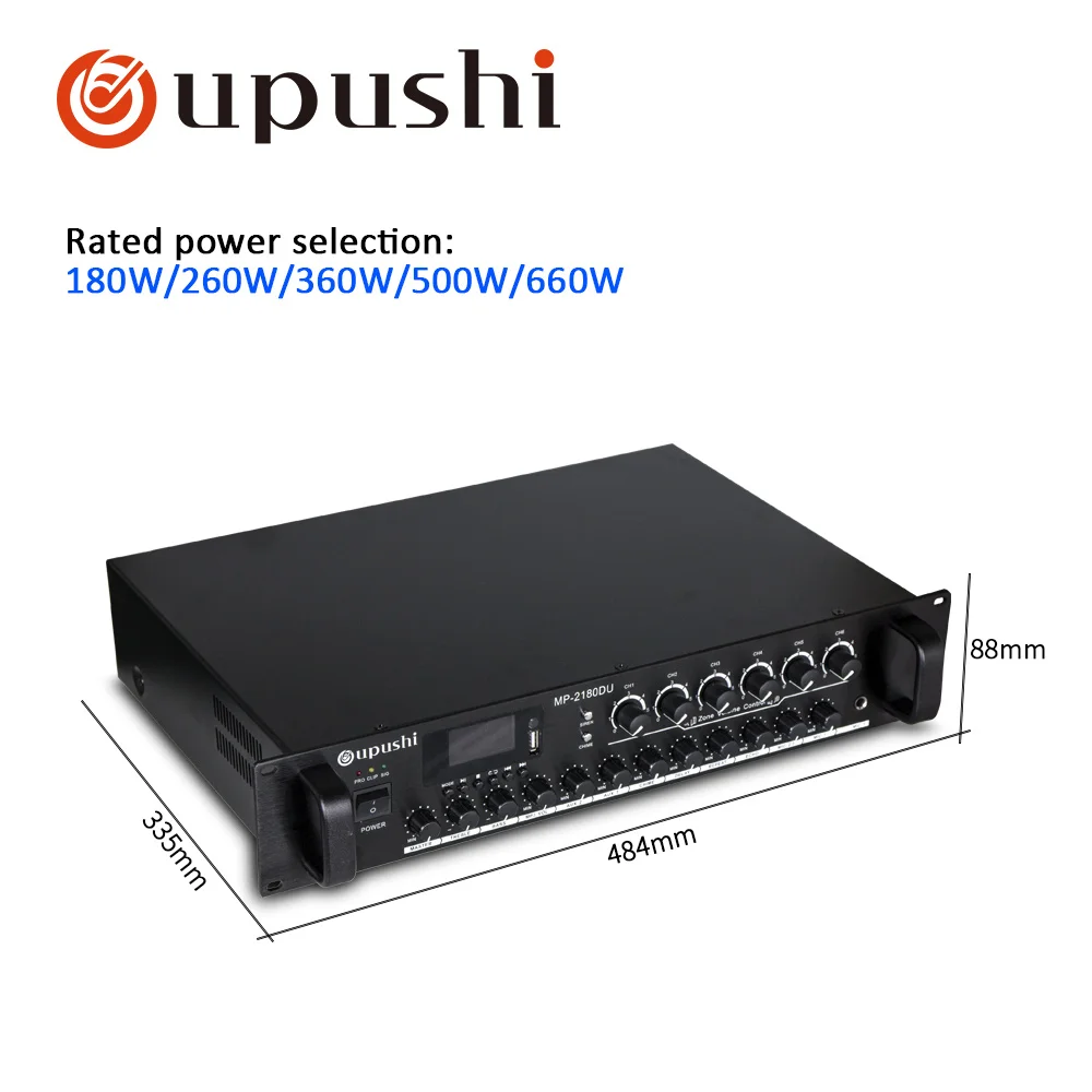 Oupushi новейший PA большой усилитель мощности 180 Вт-660 Вт с 6 зонами отдельный контроль аудио усилители миксер