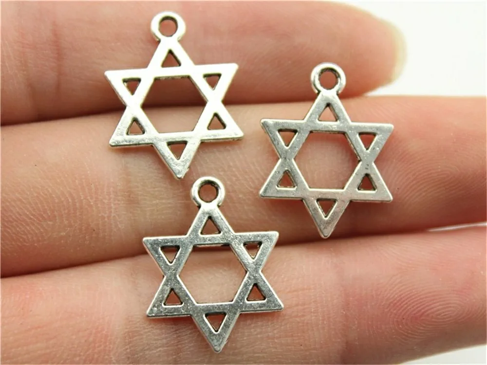 B10946-21x16mm 10 шт микс Звезда Давида, кулон Шарм ювелирные изделия Diy Звезда Давида Шарм в античном стиле звезда серебряного цвета Давида Шарм для браслета - Окраска металла: B10946-21x16mm