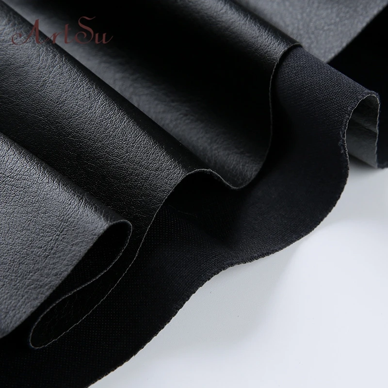 Плиссированная юбка из искусственной кожи ArtSu уличная одежда в стиле Харадзюку