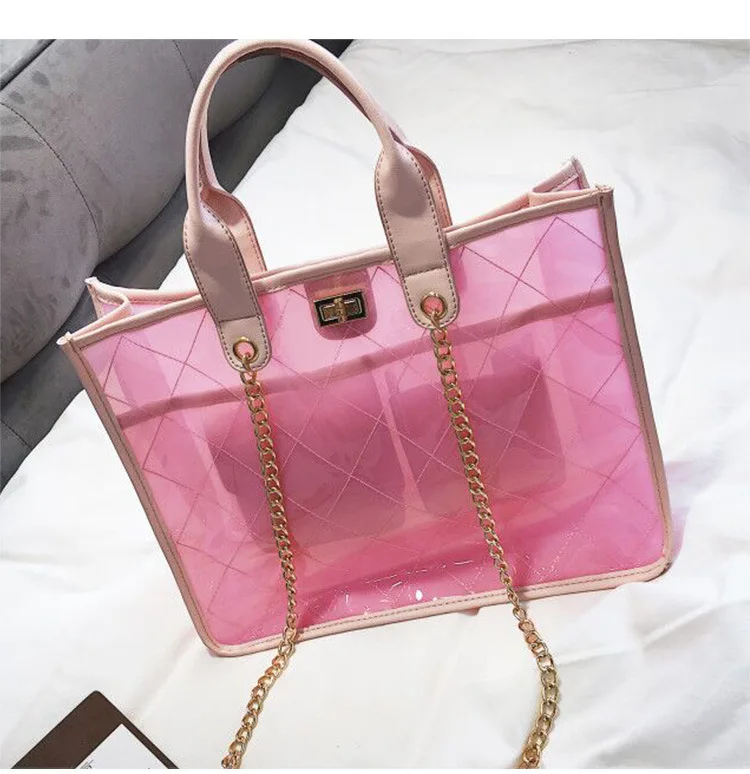 Прозрачная женская сумка цепь 2018 новая прилив замок Пряжка портативный простой