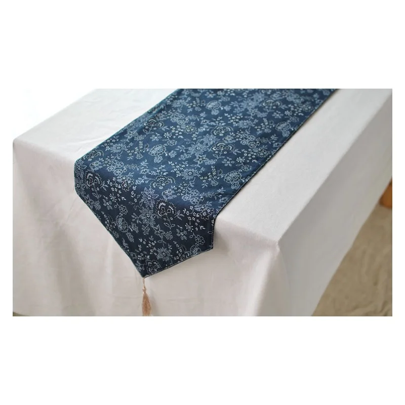 Фото 140 x 30cm Cotton Linen Flora Pattern Blue Table Runner Top Deco Tablecloth Дом и сад 140 x 30cm Cotton Linen Flora Pattern Blue Table Runner Top Deco Tablecloth Дом и сад