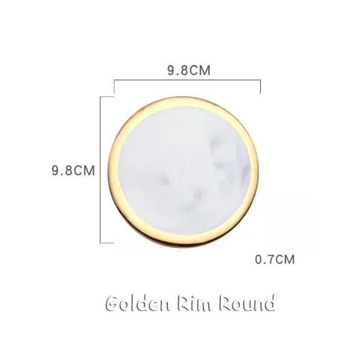 Golden Rim Round TECHOME в скандинавском стиле классический дизайн мраморная керамическая подставка с изоляцией коврик элегантный позолоченный край чайный коврик реквизит для съемки - Цвет: Golden Rim Round