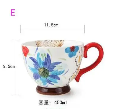 E Nordic Coffee Cup Breakfast Cup Hand Painted Soup cup Creative Ceramics Mugs Cereal mugs Water Cups Relief mug CL09282206 - Цвет: E