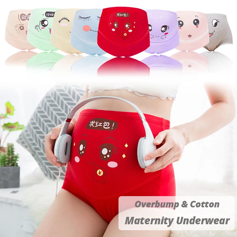 4 шт./лот нижнее белье с высокой талией для беременных женщин рисунком лица из