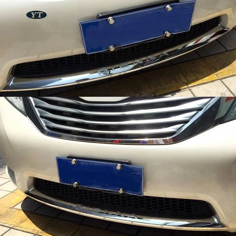 Abs Chrome side door trim, rear trunk and grille trim for 2015-2019 toyota sienna, 6pcs/lot