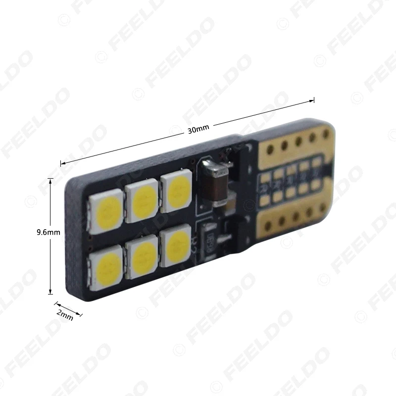 FEELDO 2 шт. 9V-30V T10 194 W5W без ошибок Canbus светодиодный Клин 2-Side 3030 12 Светодиодная