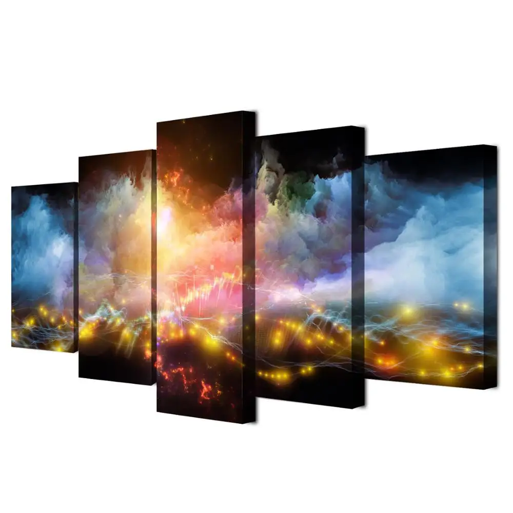 

Drop shipping 5 Panel Wall Art Pictures Canvas Painting abstract canvas poster painting decoration for living room LW112