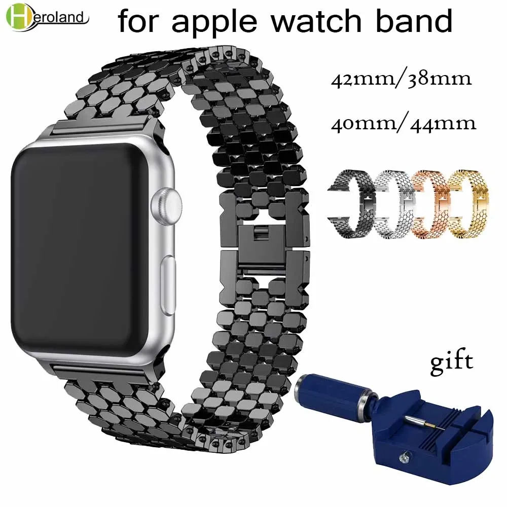Ремешок из нержавеющей стали для apple watch band 42 мм/38 мм/40 мм/44 мм браслет iwatch series 4 3 2