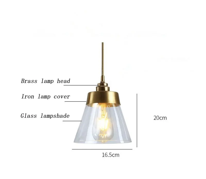 Glass Pendant Light Nordic Pendant Lamp Edison Pendant Light Brass Creative Minimalist E27 Lighting Lampshade For Restaurant
