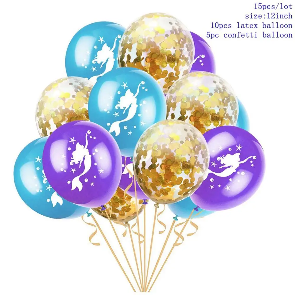 Mermaid Balloons 1 Taoup 1 шт. мультяшная маленькая наклейка с изображением русалки Вечерние Декорации маленькая Русалочка День Рождения Декор для маленьких девочек Babyshower - Цвет: Mermaid Balloons 1