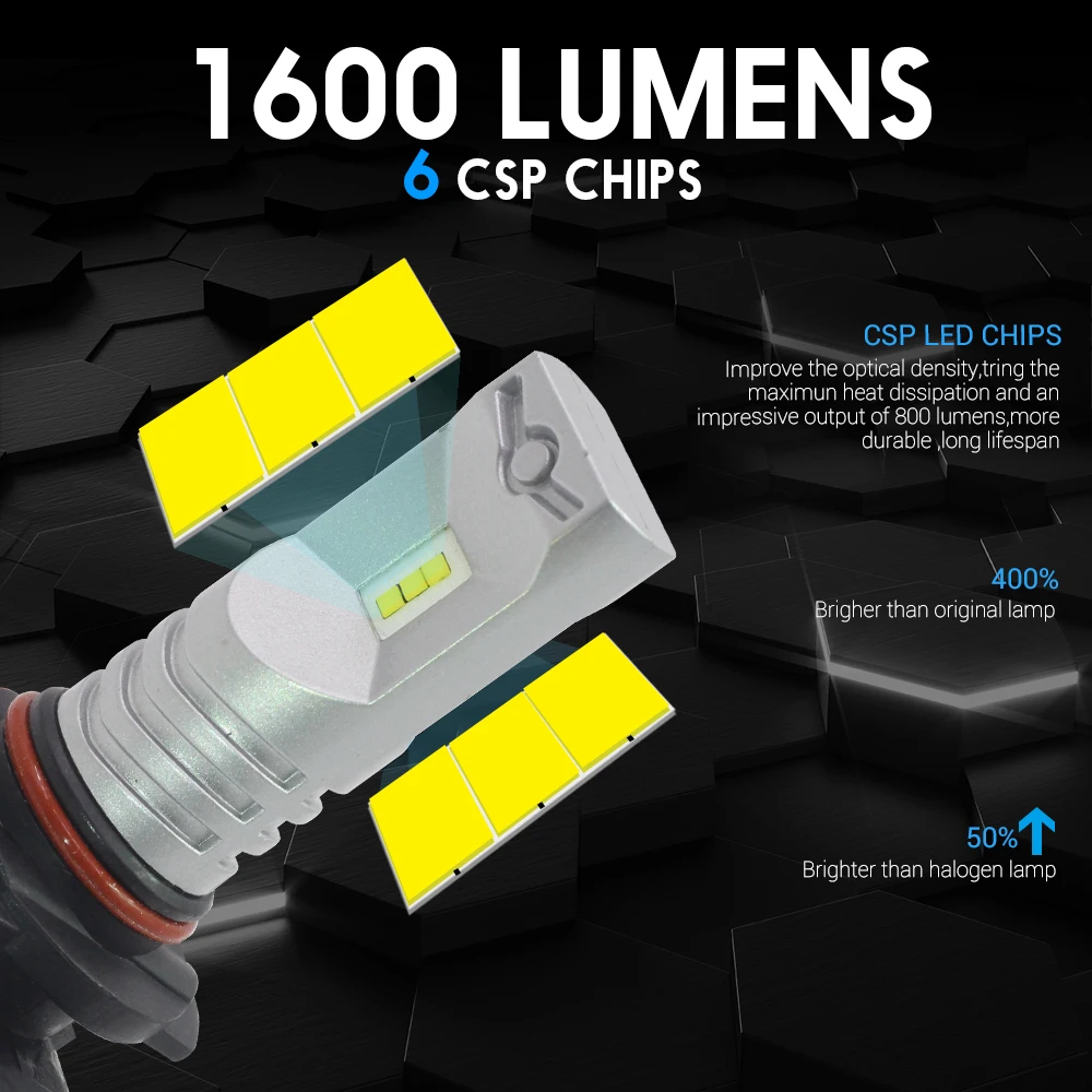 Cawanerl 9005 HB3 9006 HB4 80 Вт 6000 лм в комплекте CSP Bead K белая Автомобильная