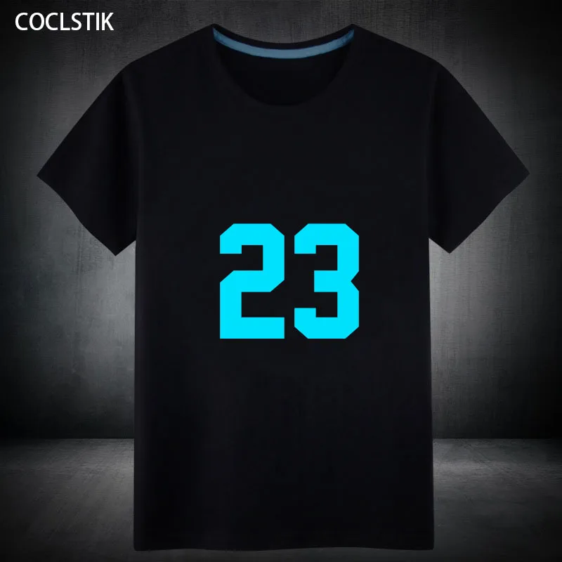 100% хлопок мужские летние люминесцентные Luckyl арабские цифры футболки с коротким