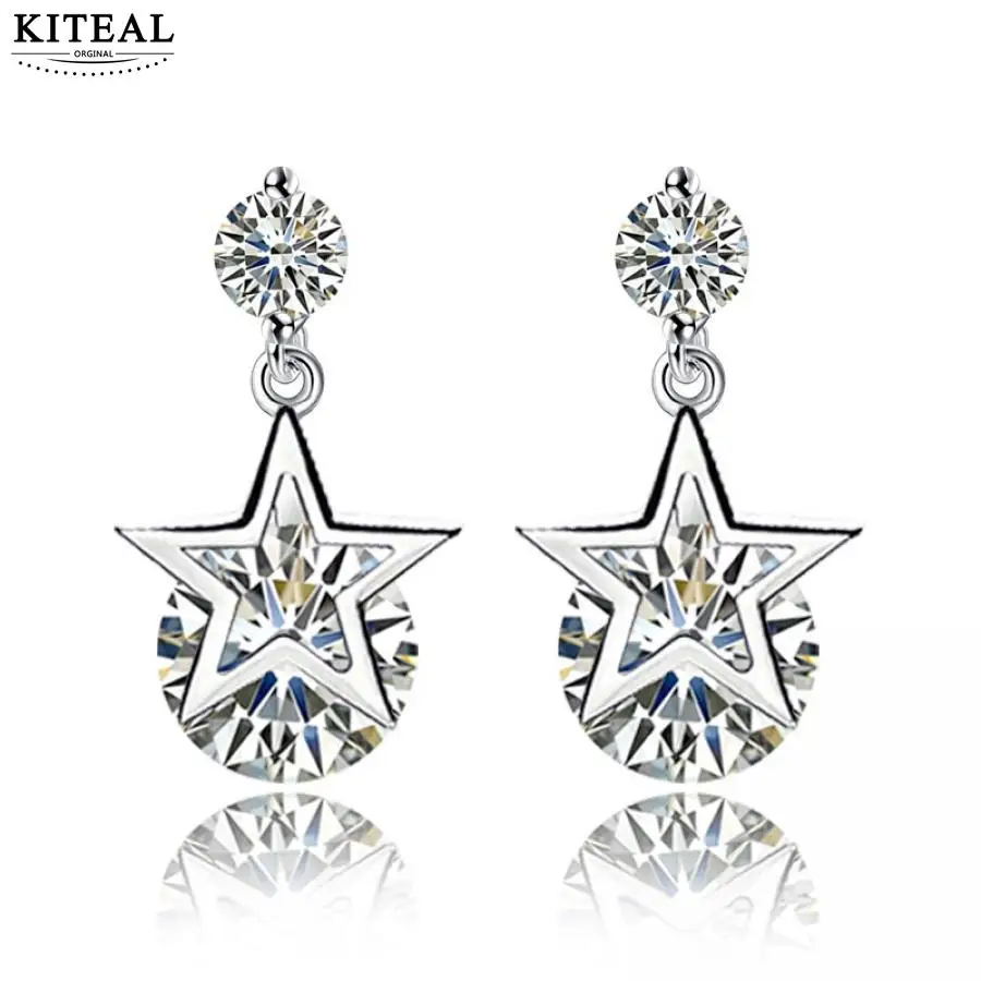 Женские сережки гвоздики Kiteal круглые с кубическим цирконием 0 8ct для свадебной