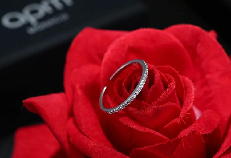 Простое кольцо стразы из серебра 925 пробы с кристаллами для женщин ювелирные