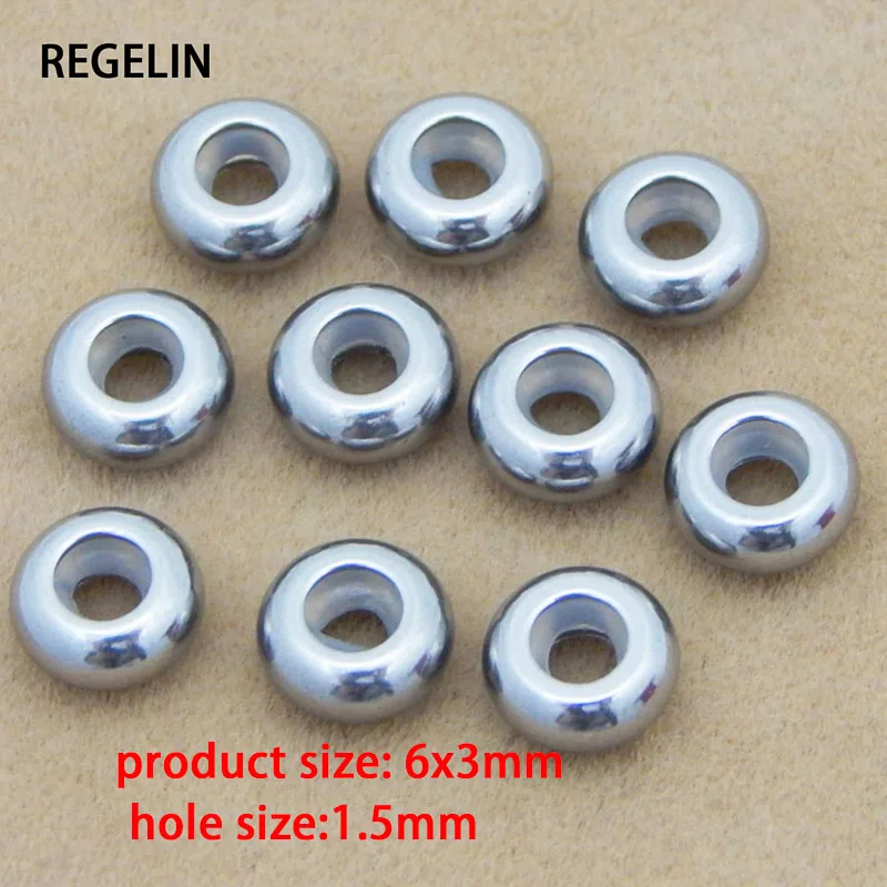 6X3X1.5mm REGELIN 20 шт. бусины из нержавеющей стали для позиционирования резиновые разделительные бусины подходят для DIY Шарм DIY ювелирных изделий фурнитура и аксессуары - Цвет: 6X3X1.5mm
