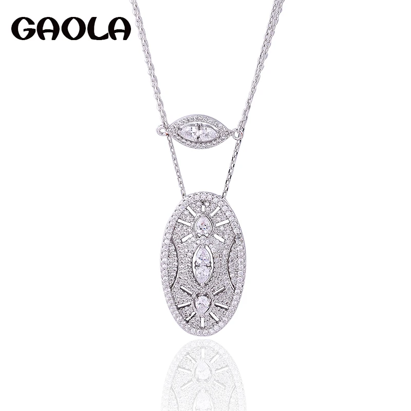GAOLA 2017 Новый дизайн двойной круглый кулон ожерелья ювелирные изделия AAA