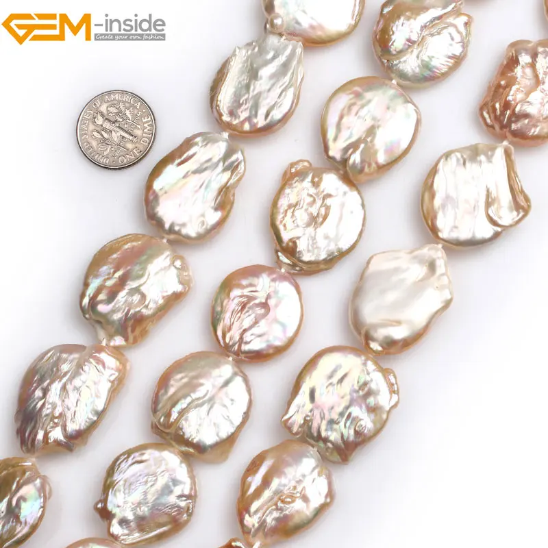 Бусины для бижутерии натуральный большой белый/розовый плоский Жемчуг в форме