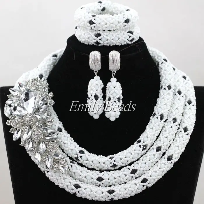 Модный черный свадебный комплект ювелирных изделий из бисера в нигерийском