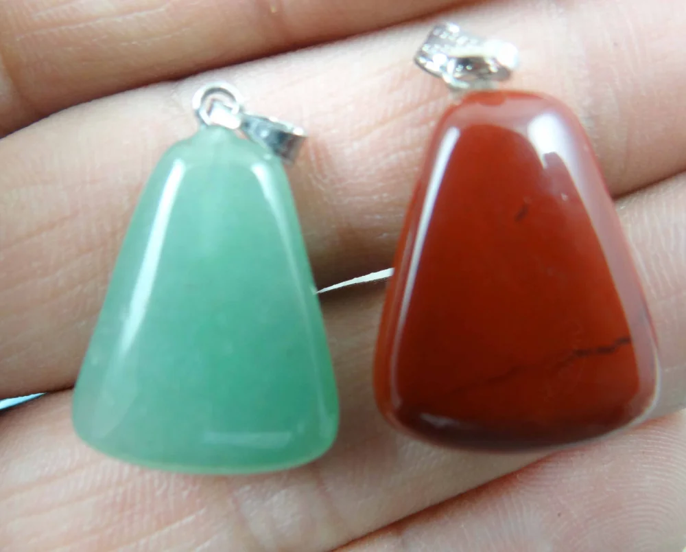 Подвеска трапеция из натурального кварца с бирюзой и кристаллом тигровый глаз