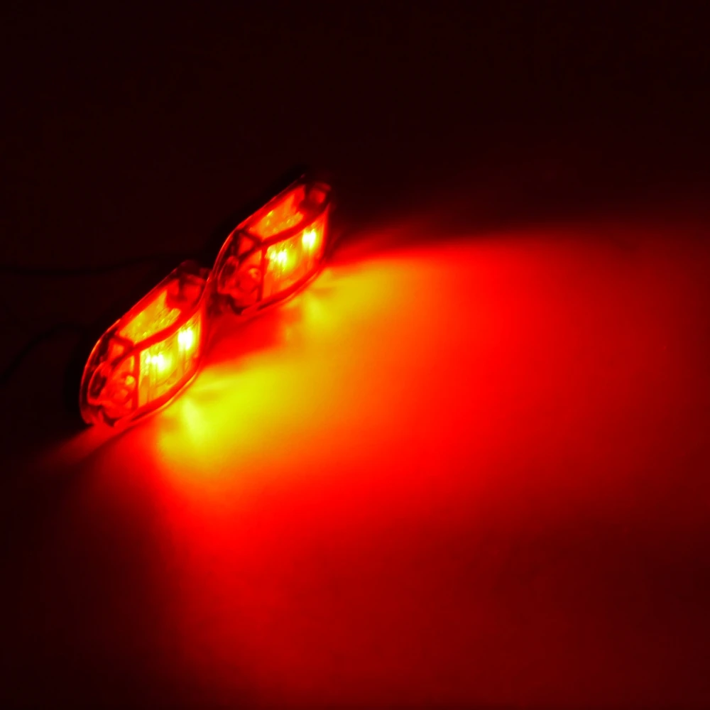 Eonstime 2 шт. 2LED Боковой габаритный фонарь светильник габаритный фонарь 12V 24V e-помечено автомобильный прицеп рабочими электрическими схемами E11 Водонепроницаемый IP68 цвета-красный, желтый, белый - Испускаемый цвет: RED