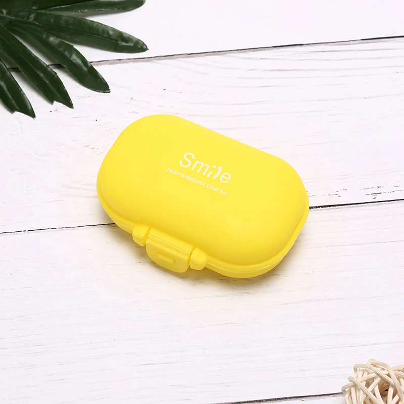 yellow 4 цвета портативный 4 слота коробка для таблеток Медицинский мини таблетки чехол для хранения таблеток 9,5*6,5*3,5 см - Цвет: yellow