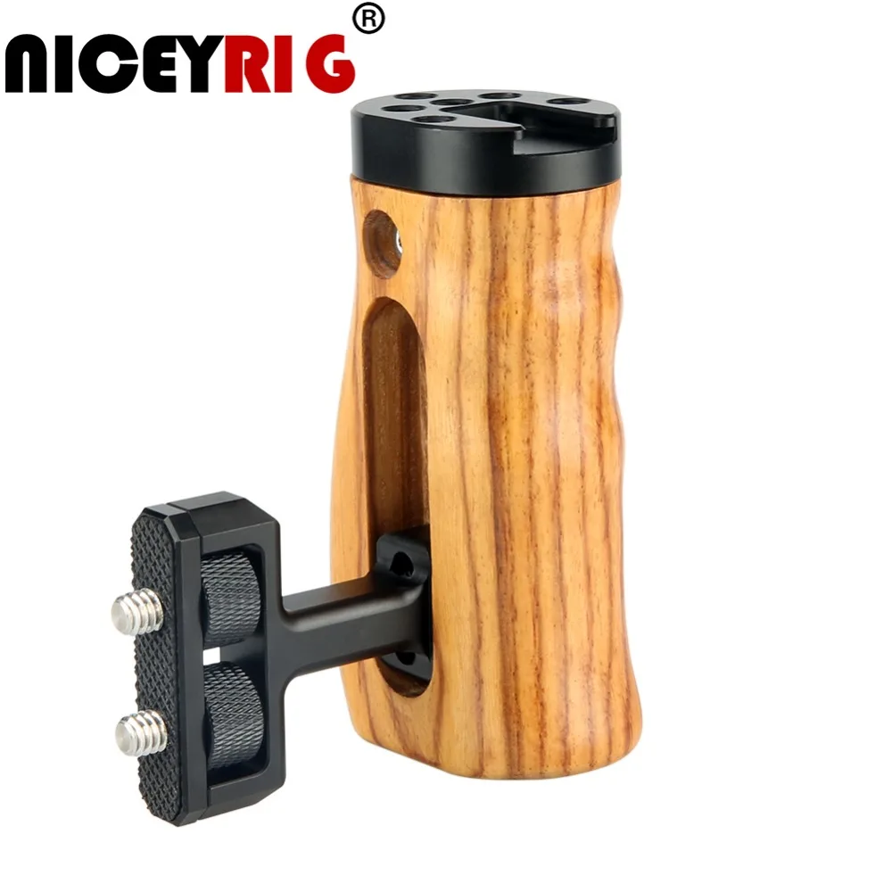 Ручка для камеры NICEYRIG с деревянной ручкой боковой холодным башмаком отверстиями
