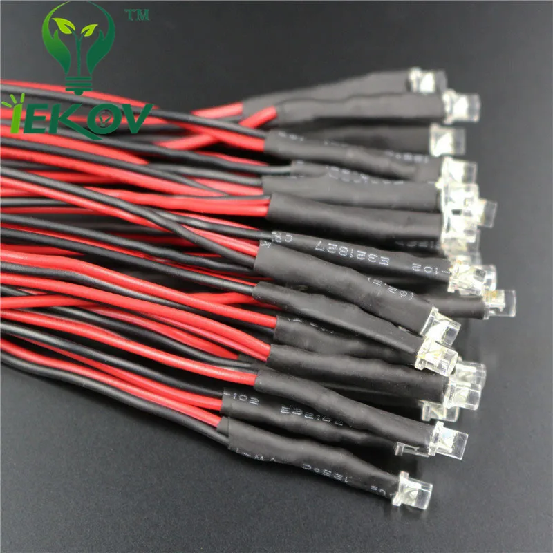 100 шт. LED 3 мм диод плоский верх розовый Предварительно проводной резистор 9-12 В DC