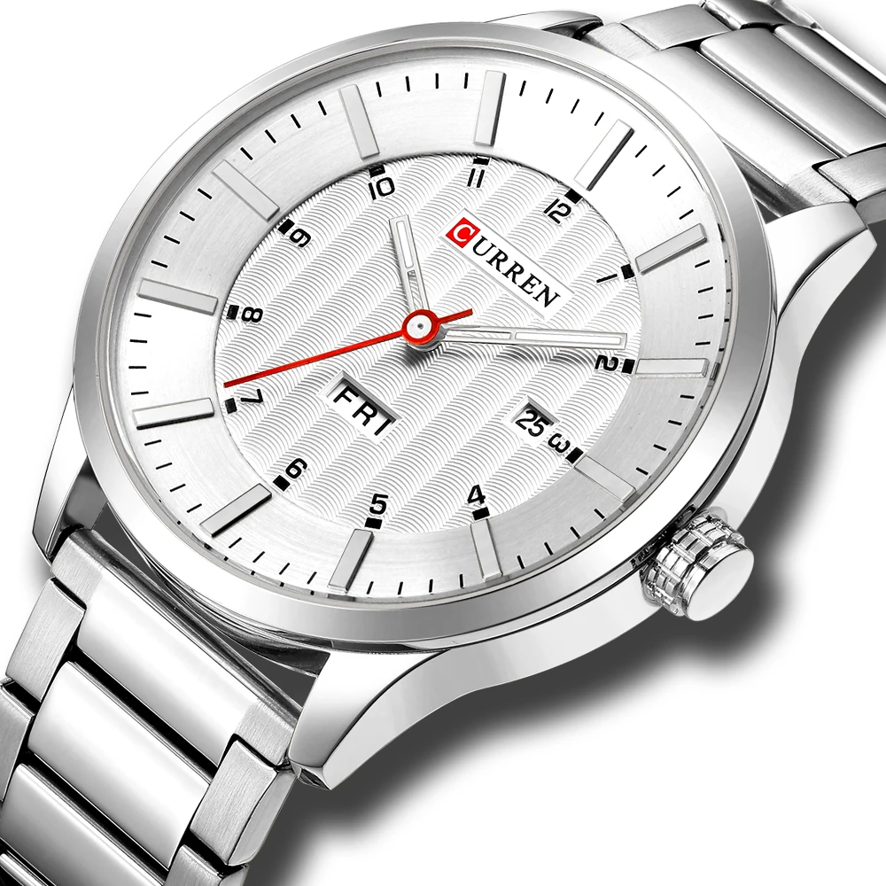 

CURREN Watches Fashion Stainless Steel Band Mens Watches Classic Business Quartz Wristwatch For Men Male Clock With Calendar