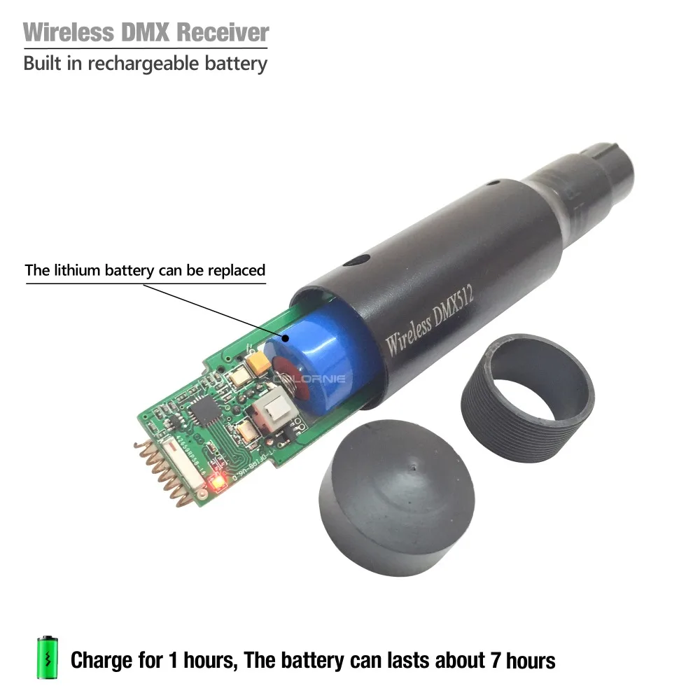 Беспроводной встроенный Аккумуляторный приемник COLORNIE DMX512 2 4 ГГц DMX светильник