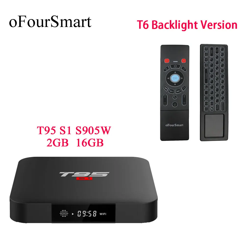 ТВ приставка T95 s1 Android 7 1 2 Гб 16 четырехъядерный процессор Amlogic S905W Suppot 4 ГГц WiFi с T6 L Air