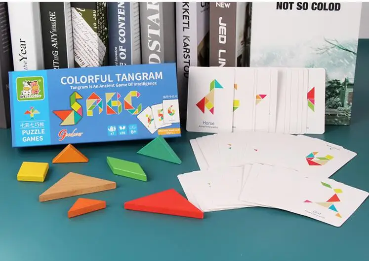 Классическая деревянная головоломка-головоломка Tangram, Детская креативная логическая обучающая Развивающая игра, игрушки, Подарочная коробка для детей