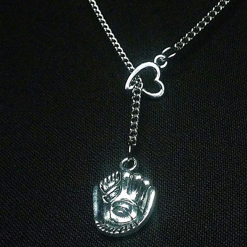 Шар сердце ожерелье Лариат бейсбольная перчатка для Софтбола ожерелья с