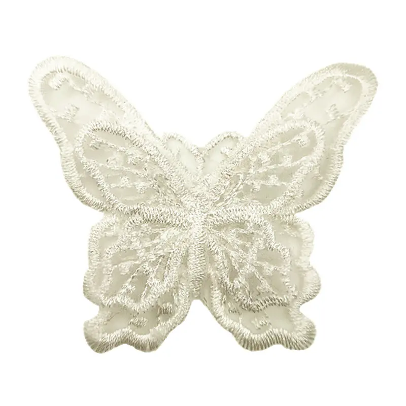 

P0045 10PCS Embroidery White Butterfly Patch Embroidered Insect Patches For Clothing Bag DIY Sewing Accessories Parches Para