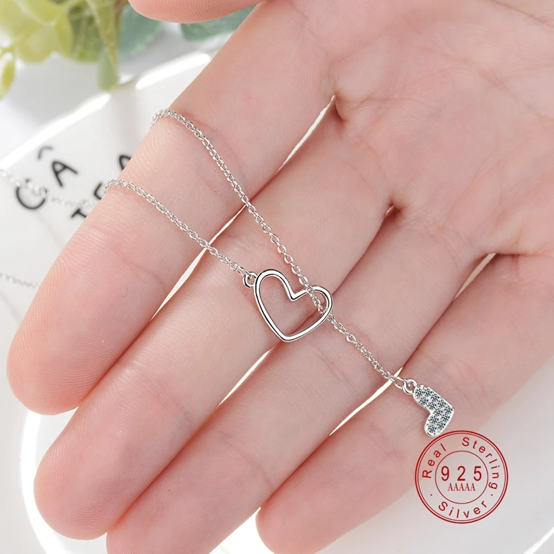 Новая мода 925 пробы серебро Бесконечность двойная Forever Love цепочка подвеска ожерелья для женщин Стерлинговое серебро ювелирные изделия