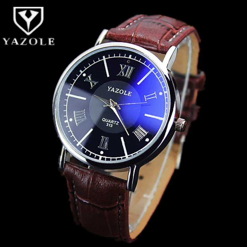 

YAZOLE New Wrist Watch Men Watch Leather Strap Top Brand Luxury Blue Ray Quartz Wristwatch Business Male Clock Relogio Masculino