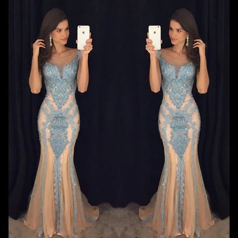 Шампанское Русалка Выпускные платья на заказ 2019 новая ложка Кружевная