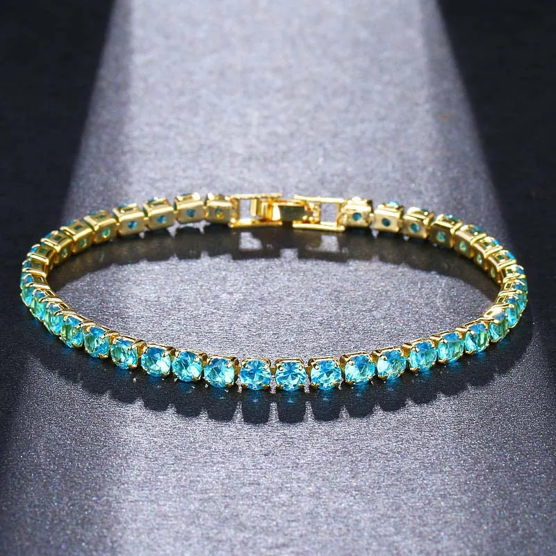 Женский браслет с фианитами зеленый | Украшения и аксессуары