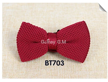 New Men Solid Knitted Bowtie Bow Tie for Mens Pre-Tied Adjustable Knit Bowtie 20 colors Free shipping - Цвет: BT703