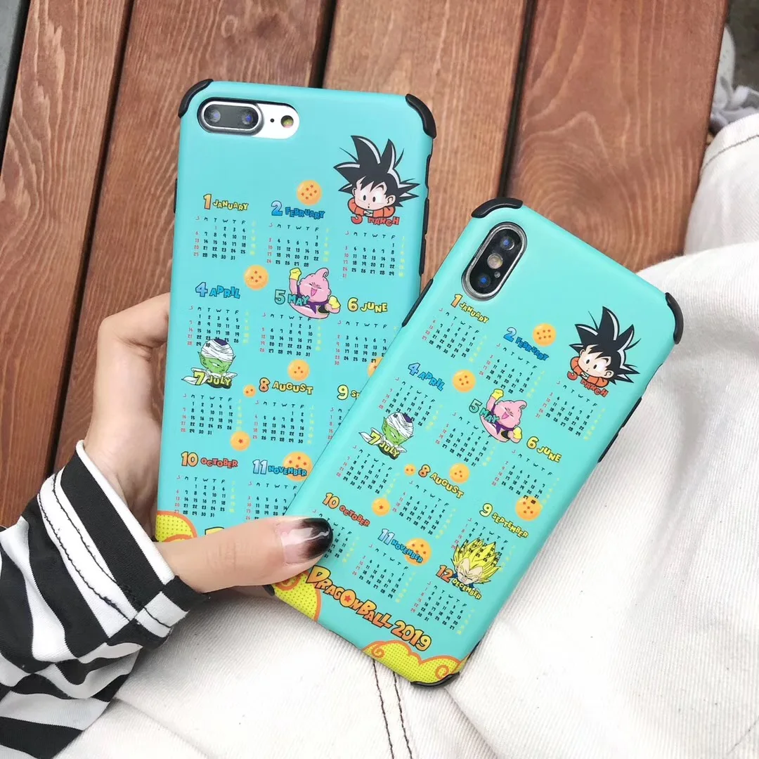 NEW 2019 Calendar Dragon Ball GoKu protection Phone Case For iPhone 7 8 6 6s Plus X Xs Max Xr 10 Liquid silicone Cover Fundas |