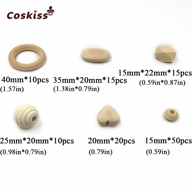 Paquete de combinaci&oacute;n de joyer&iacute;a de enfermer&iacute;a artesanal, mezcla de corazones de madera, cuentas en espiral, cuentas de madera geom&eacute;tricas oblongas, virutas planas rectangulares ovaladas-1