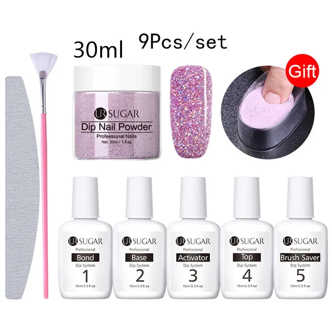 30ml Set 18 Ur Sugar 9 шт./компл. голографическая погружения порошки для ногтей Цвет для УФ гель лак для ногтей, Системы комплект сушке без лампы для лечения французский ногтей "сделай сам" - Цвет: 30ml Set 18