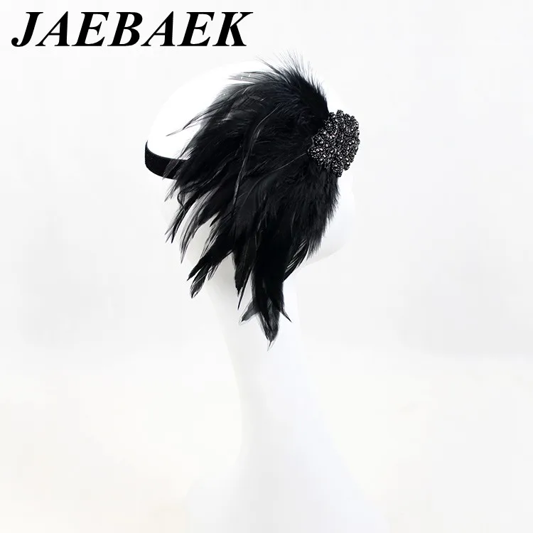 JAEBAEK Гэтсби Хлопушка перо кристалл оголовье 1920s головной убор Винтаж Свадебные аксессуары