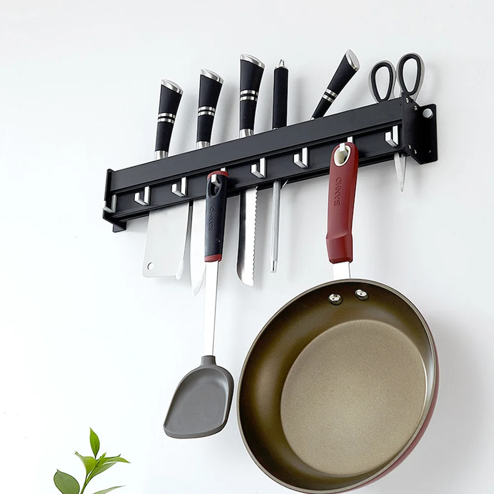 

Kitchen wall mounted rack space aluminum inserting knife spatula hook multi-purpose hook storage rack wx7250956