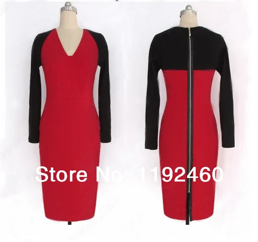 Free Shipping!!2014 New Fashion Woman Celebrity Sexy Midi Dress plus size Victoria Beckham Patchwork White vestidos | Женская одежда