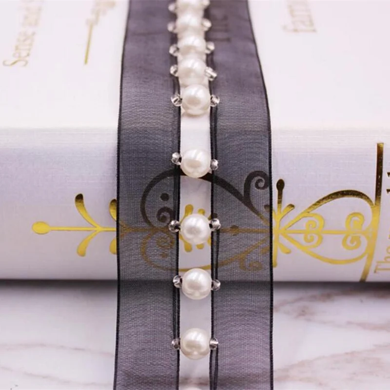 black white pearl Черно-белая кружевная лента широкая французская африканская кружевная ткань кружевная отделка для швейных аксессуаров вышитая одежда - Цвет: black white pearl