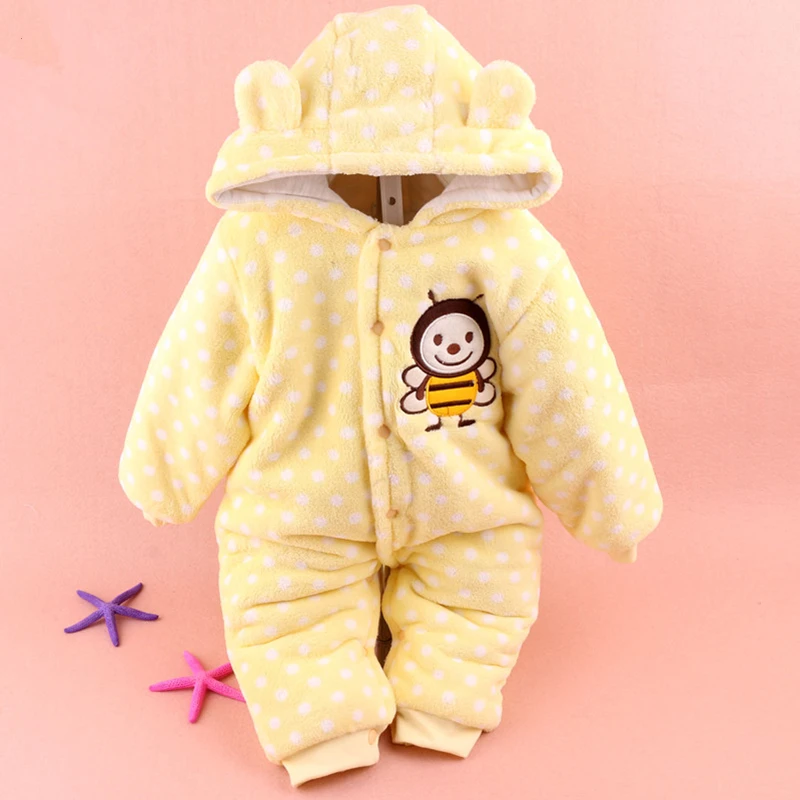 Комбинезоны для новорожденных девочек зимний флисовый комплект одежды